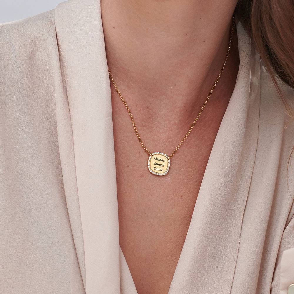 Collana con Zirconi Cubici Quadrati Placcata Oro Personalizzata-2 foto del prodotto