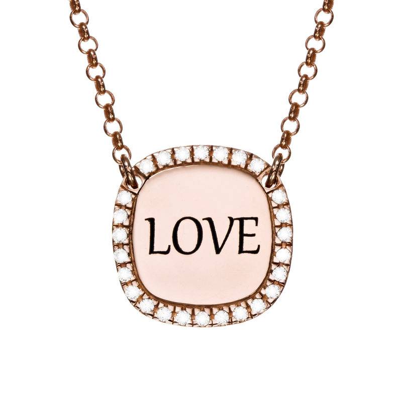 Personalised Square Cubic Zirconia Necklace in 18ct Rose Gold Plating product photo