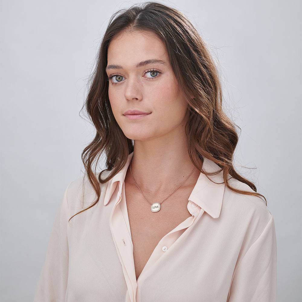 Collana con Zirconi Cubici Quadrati Placcata Oro Rosa Personalizzata-4 foto del prodotto