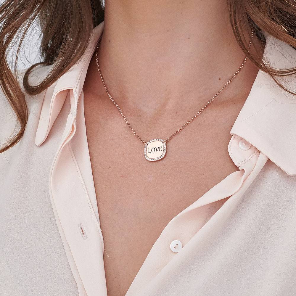 Personalised Square Cubic Zirconia Necklace in 18ct Rose Gold Plating-4 product photo