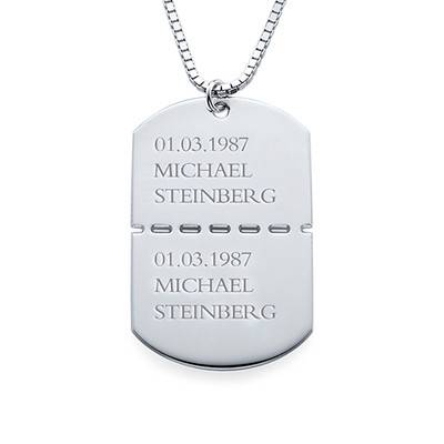 Personalized Sterling Silver Dog Tag Necklace for Men product photo