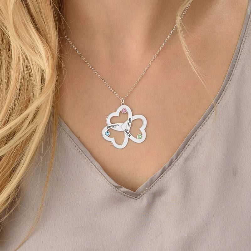 Personalised Triple Heart Necklace in Sterling Silver-4 product photo