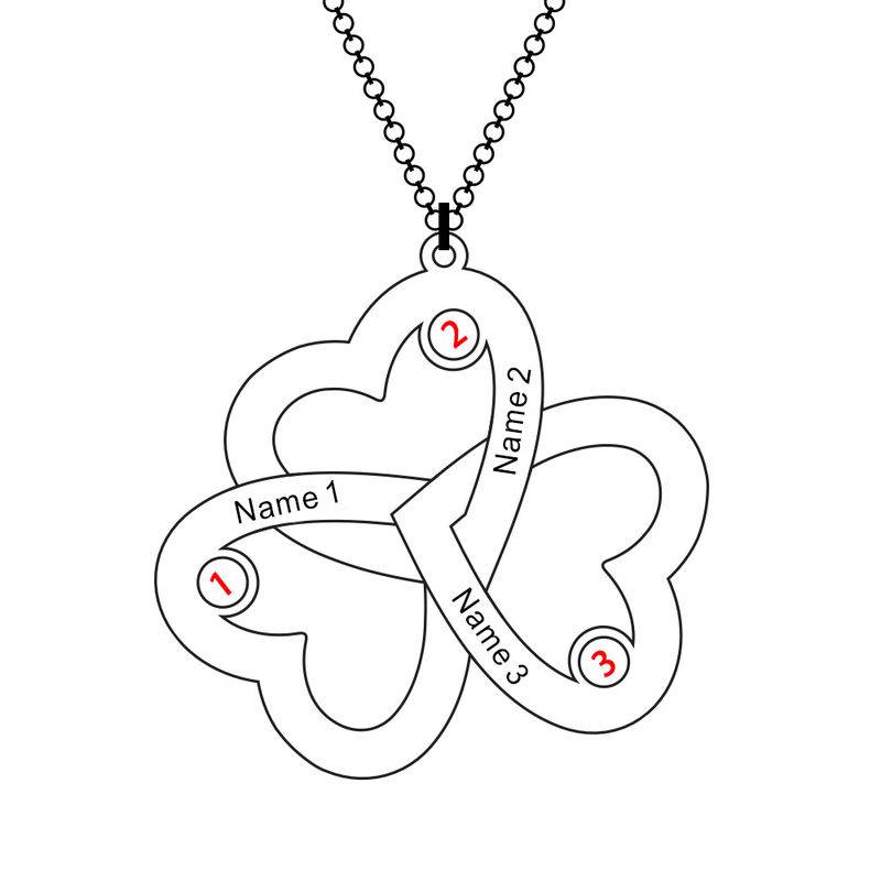 Personligt halsband med tre hjärtan i 10K-1 produktbilder