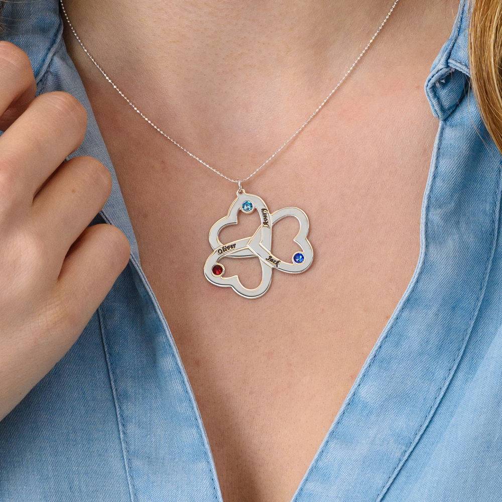 Dreier-Herzkette für Mutter mit Gravur - 417er Weißgold Produktfoto