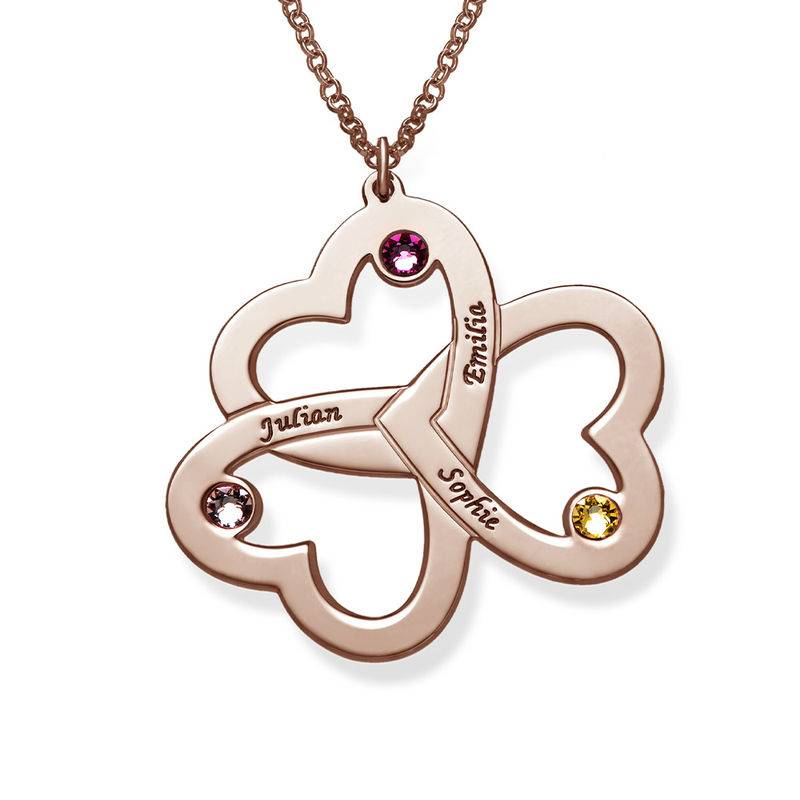 Collar de Triple Corazón en Chapa de Oro Rosa-1 foto de producto