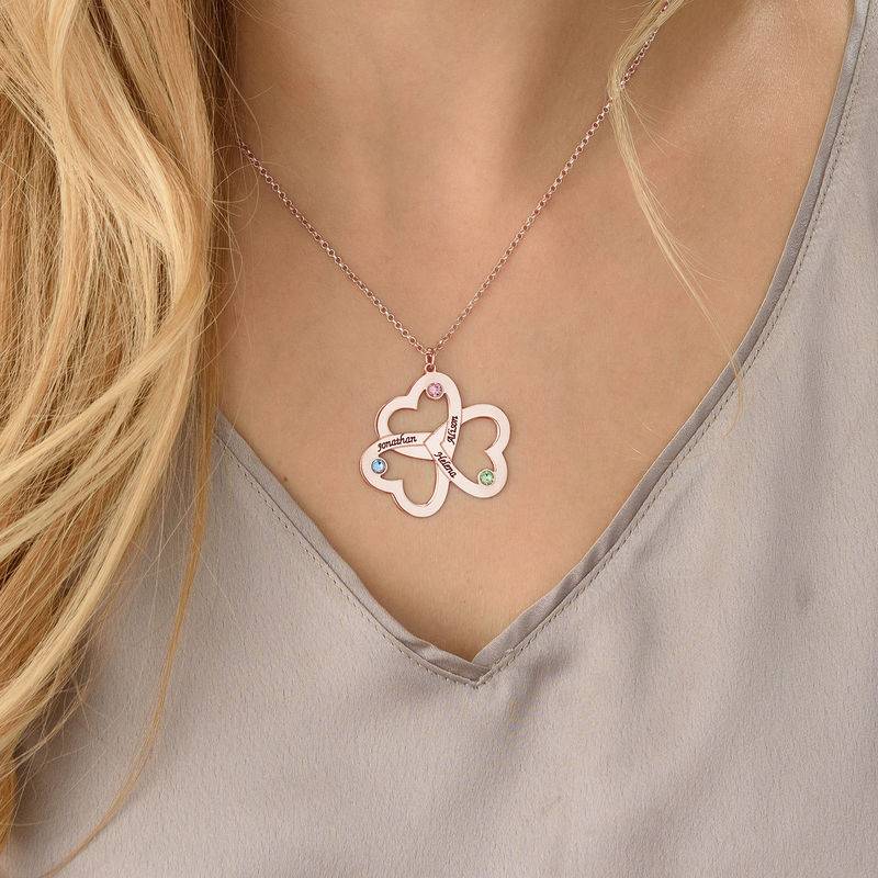 Personalised Triple Heart Necklace with Rose Gold Plating-4 product photo