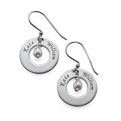 Birthstone Earrings with Two Names product photo