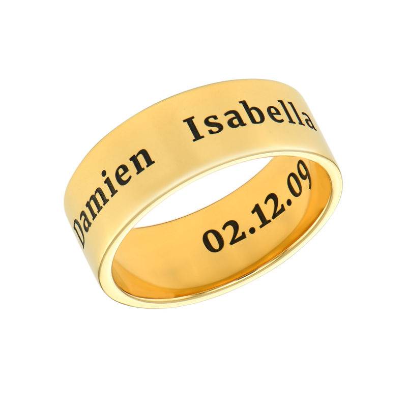 Personalised Wide Name Ring in 18ct Gold Plating-3 product photo