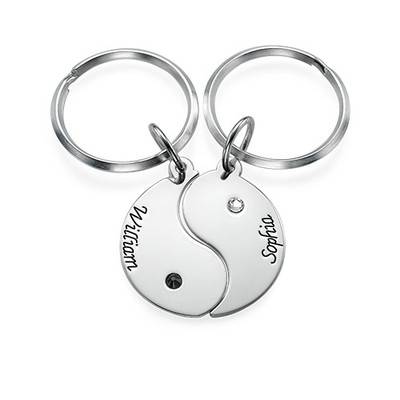 Personalisiertes Yin Yang Schlüsselanhänger-Set für Pärchen - 925er Sterlingsilber-2 Produktfoto