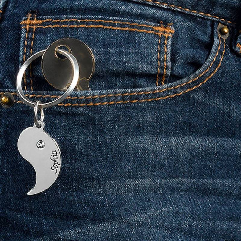 Personalisiertes Yin Yang Schlüsselanhänger-Set für Pärchen - 925er Sterlingsilber-4 Produktfoto