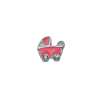 Pink Stroller Charm for Floating Locket-1 product photo