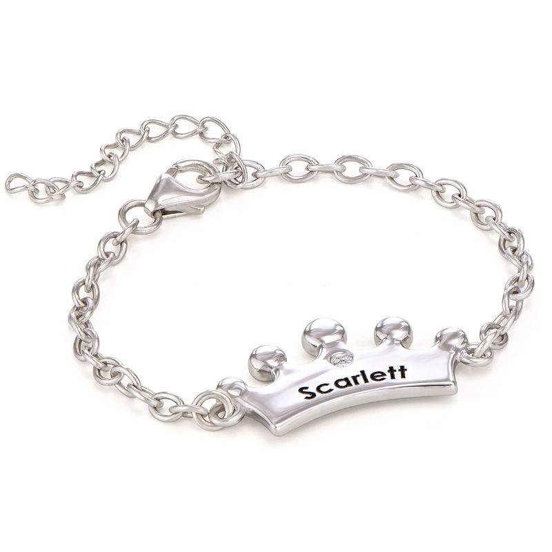Princess Crown Bracelet for Girls with Cubic Zirconia in Sterling Silver product photo