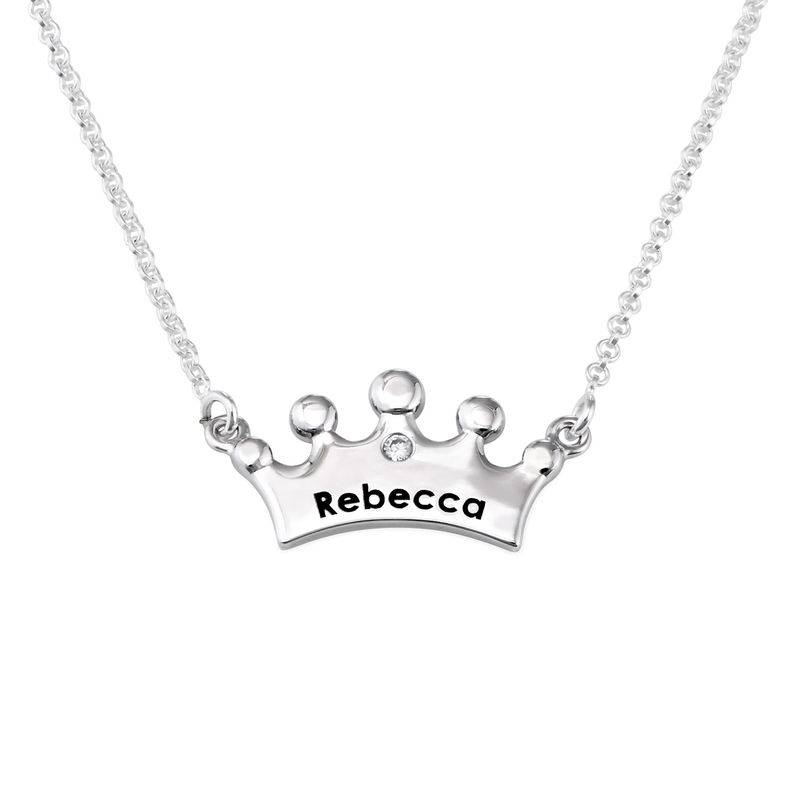 Princess Crown Necklace for Girls with Cubic Zirconia in Sterling product photo