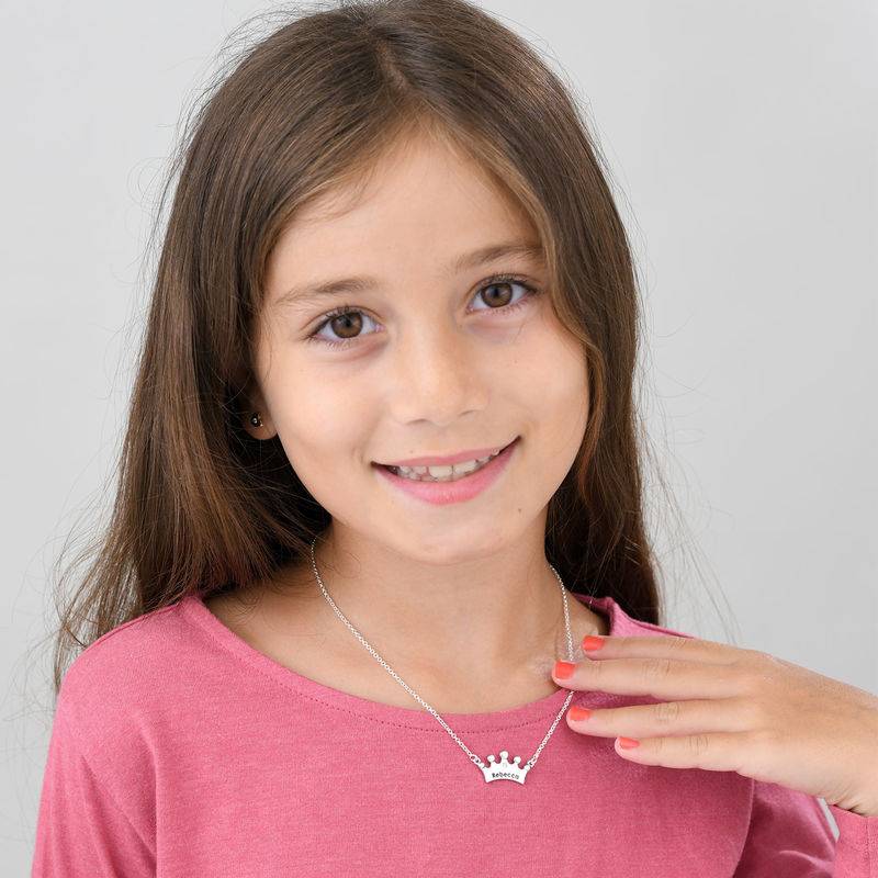 Princess Crown Necklace for Girls with Cubic Zirconia in Sterling Silver-3 product photo