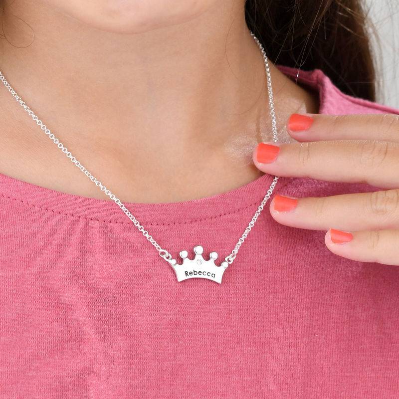 Princess Crown Necklace for Girls with Cubic Zirconia in Sterling Silver-1 product photo