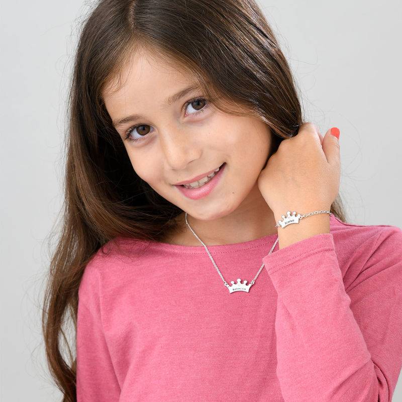 Princess Crown Necklace for Girls with Cubic Zirconia in Sterling Silver-4 product photo
