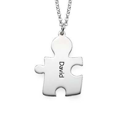 Personalised Couple's Puzzle Necklace in Sterling Silver-3 product photo
