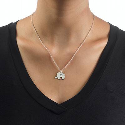 Puzzle Piece Necklace for Three with Initial in Sterling Silver-3 product photo
