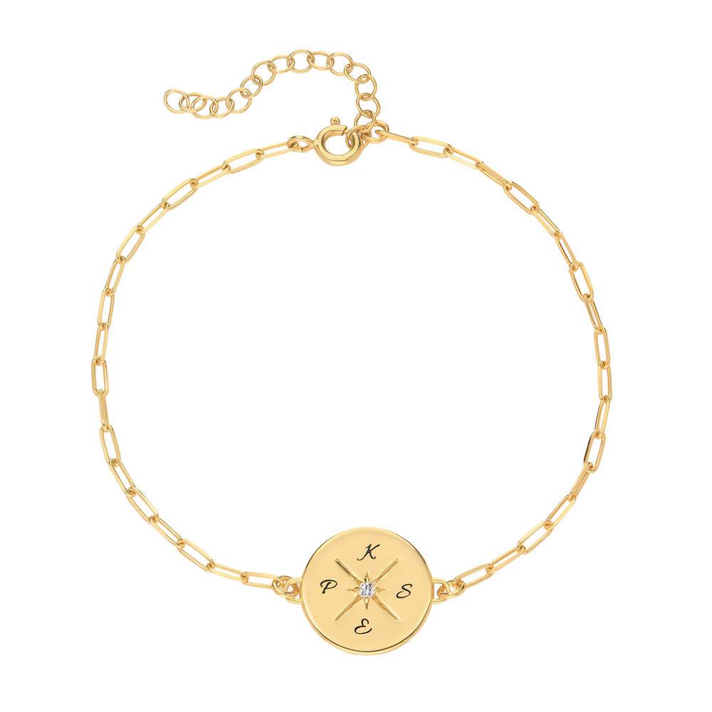 Queens Compass Bracelet With Cubic Zirconia in 18k Gold Plating-3 product photo