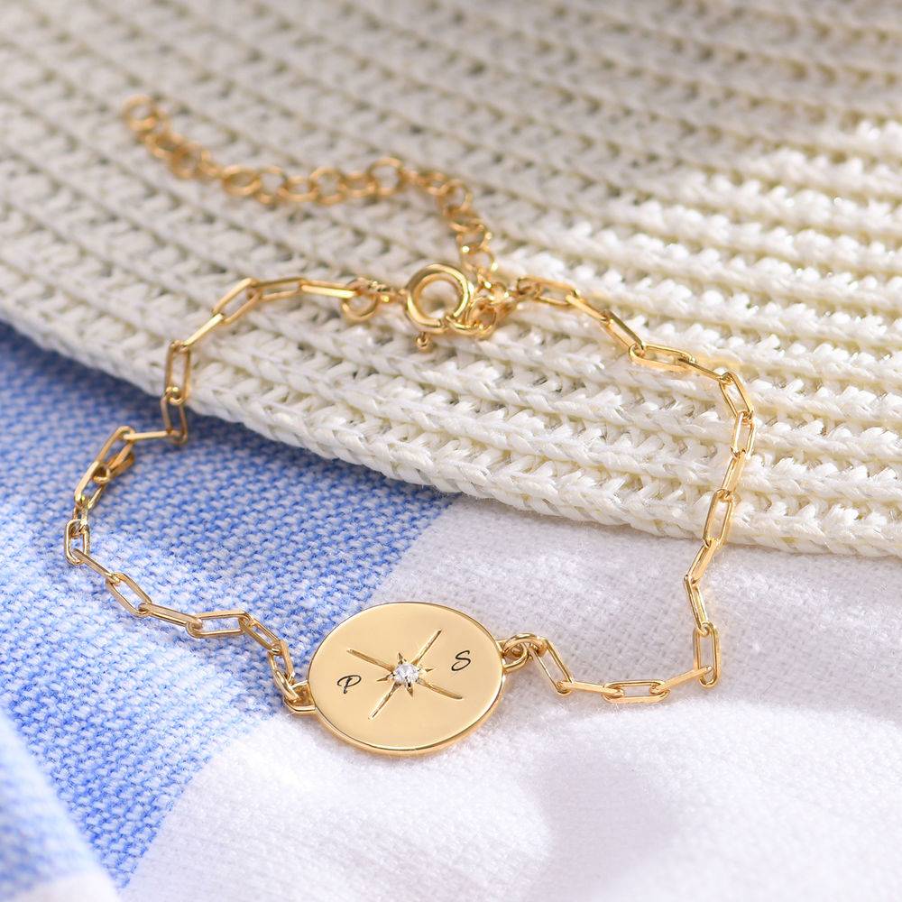 Queens Compass Bracelet With Cubic Zirconia in 18k Gold Plating-1 product photo