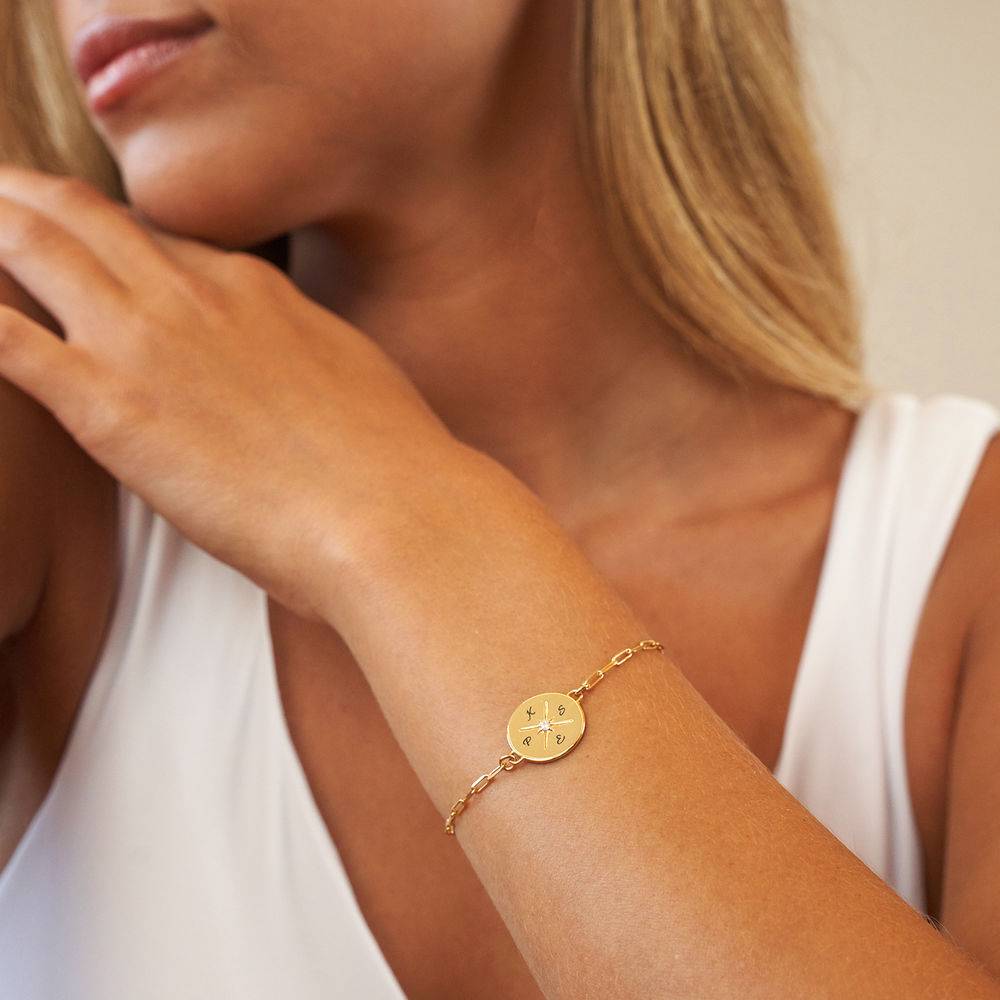 Queens Compass Bracelet With Cubic Zirconia in 18k Gold Plating-4 product photo