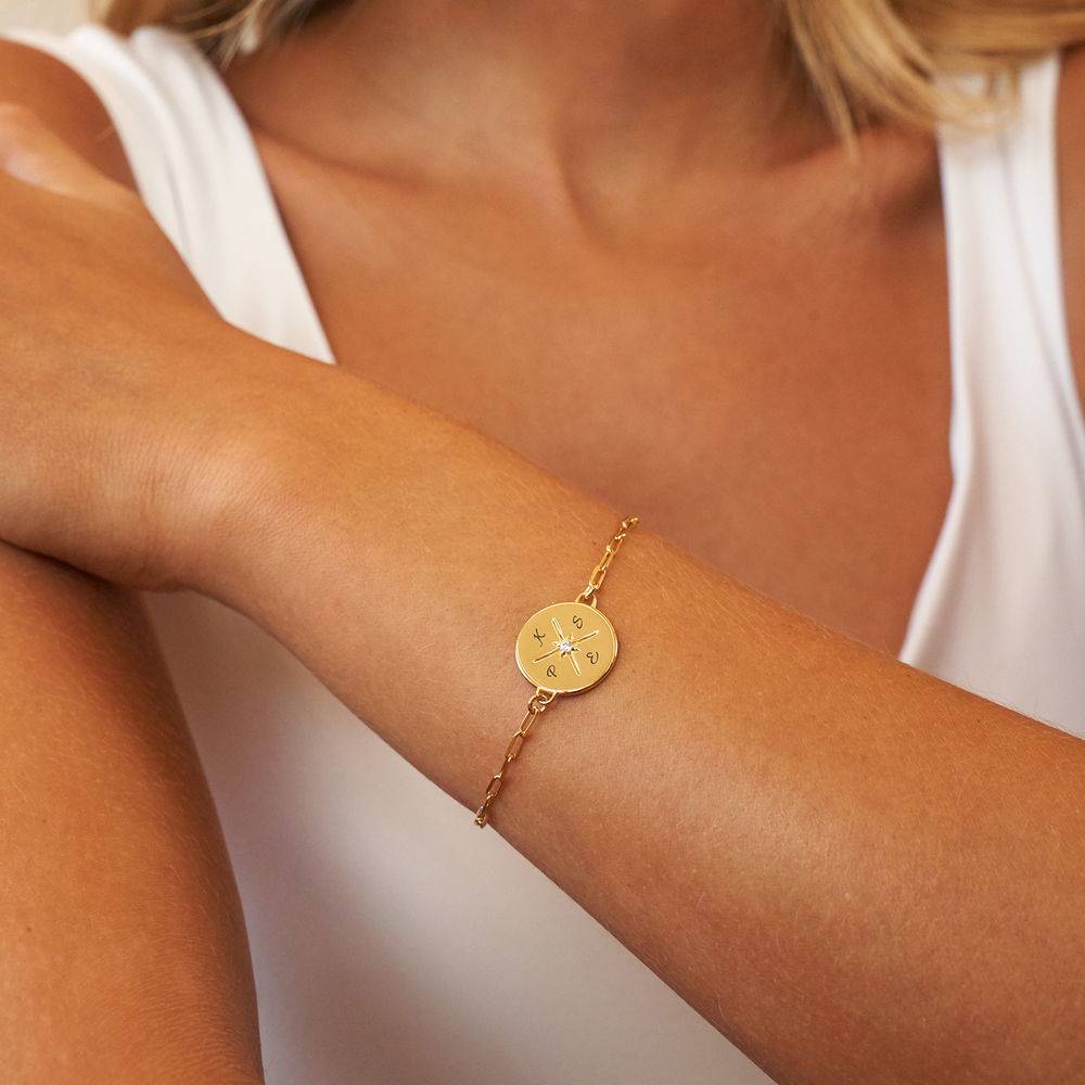 Queens Compass Bracelet With Cubic Zirconia in 18k Gold Plating-2 product photo