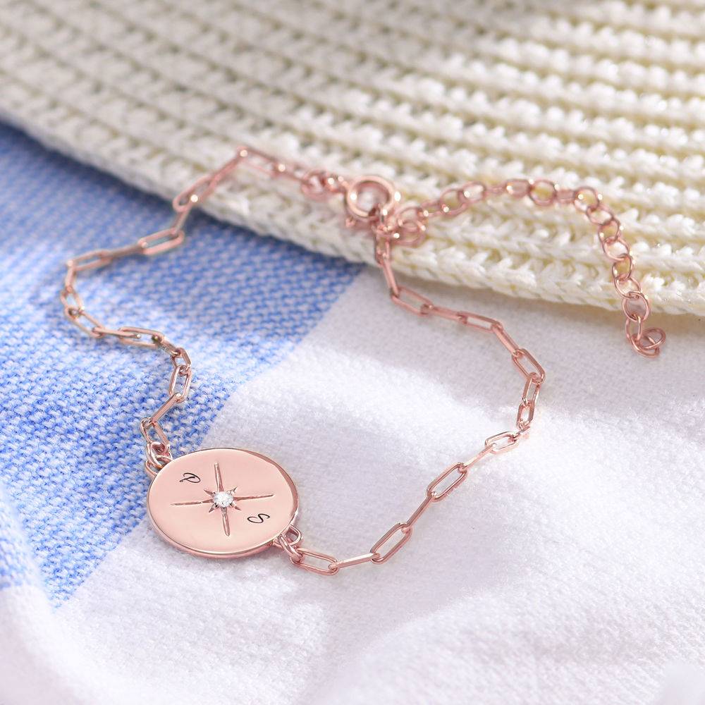 Queens Compass Bracelet With Cubic Zirconia  in 18k Rose Gold Plating-2 product photo