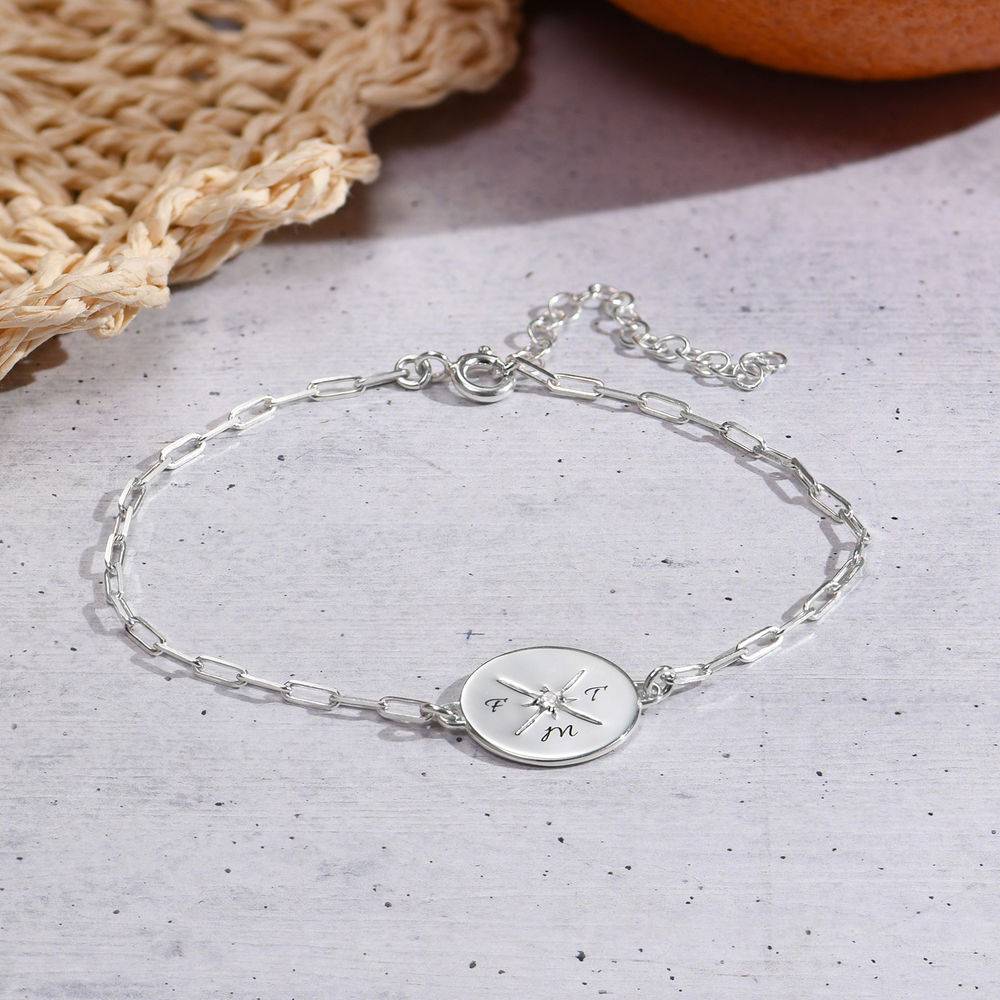 Queens Compass Bracelet With Cubic Zirconia in Sterling Silver-1 product photo