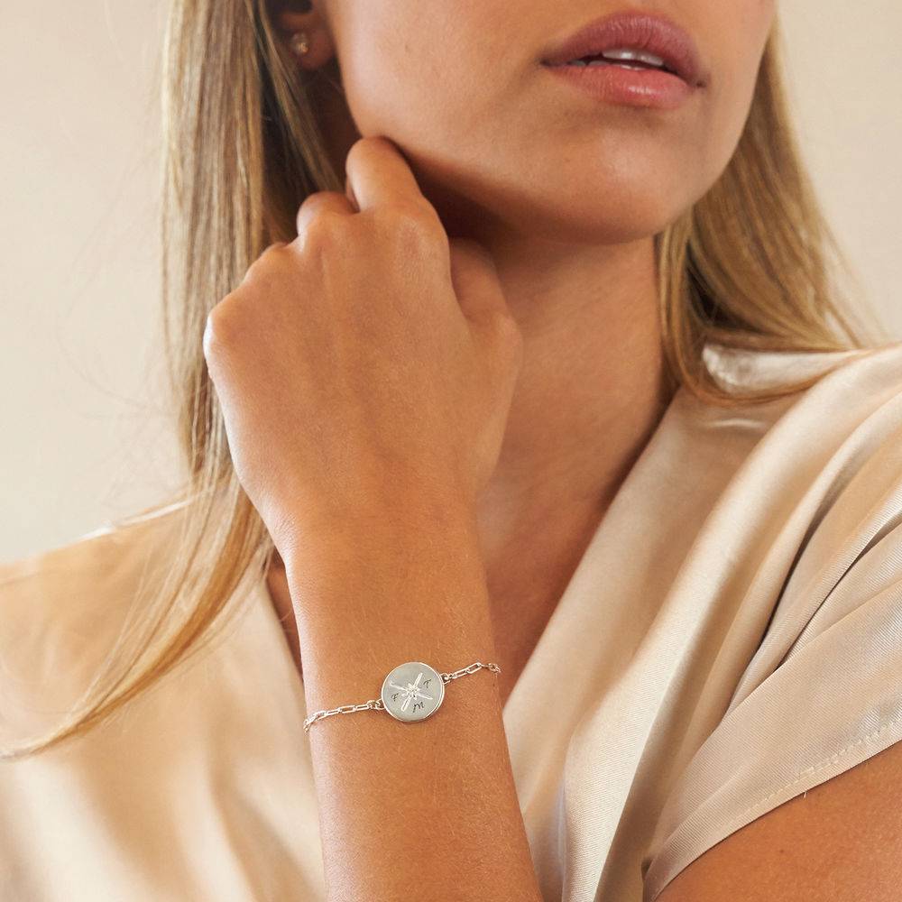 Queens Compass Bracelet With Cubic Zirconia in Sterling Silver-3 product photo