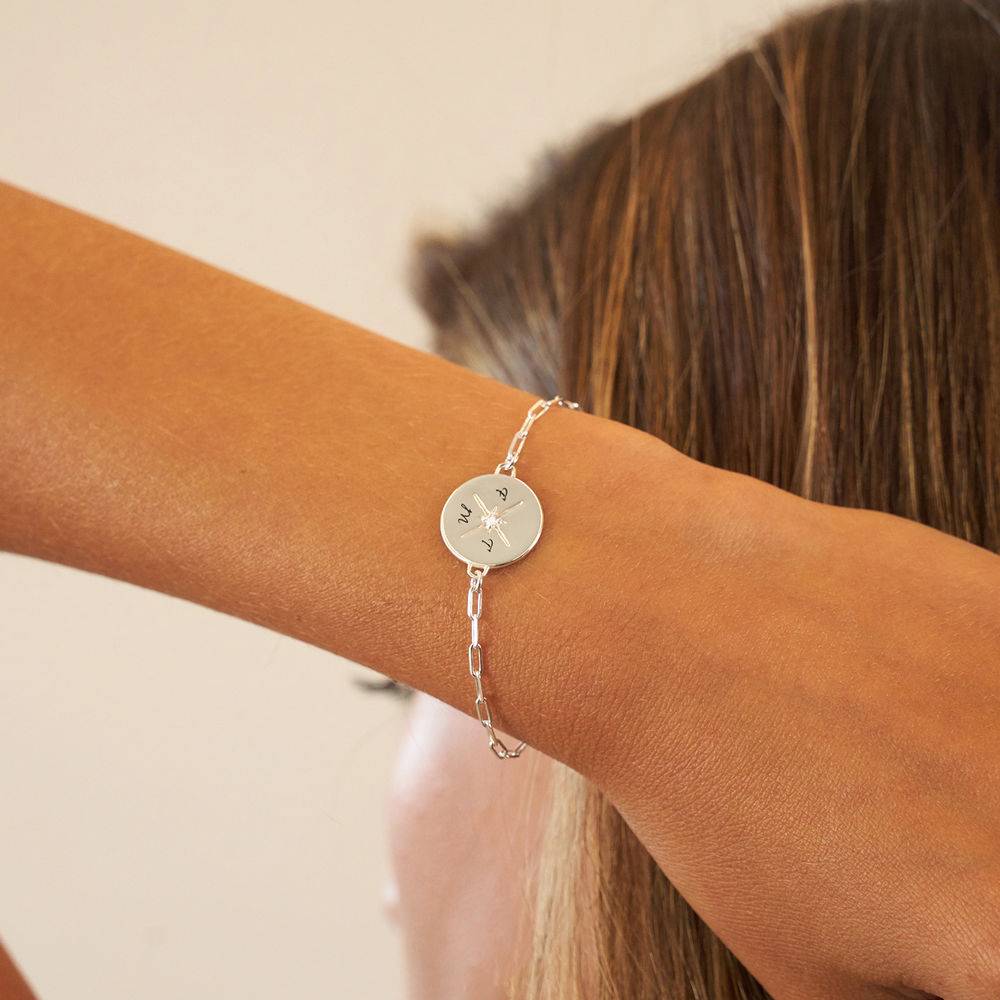 Queens Compass Bracelet With Cubic Zirconia in Sterling Silver-2 product photo