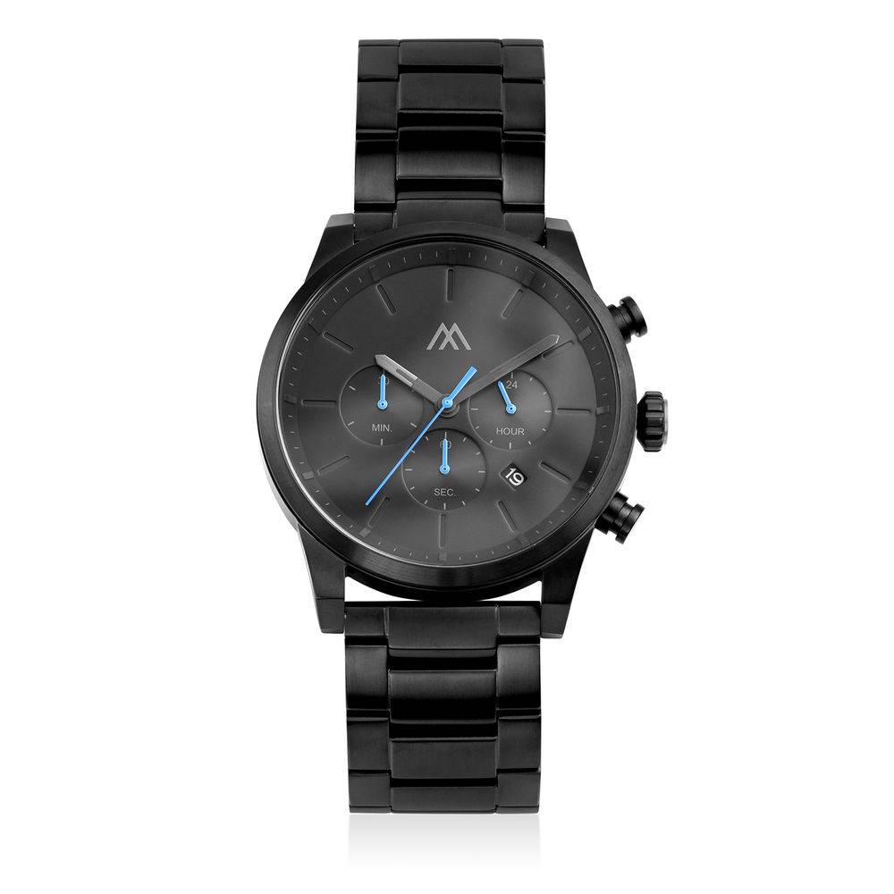 Quest chronograaf horloge met zwart roestvrij staal band Productfoto