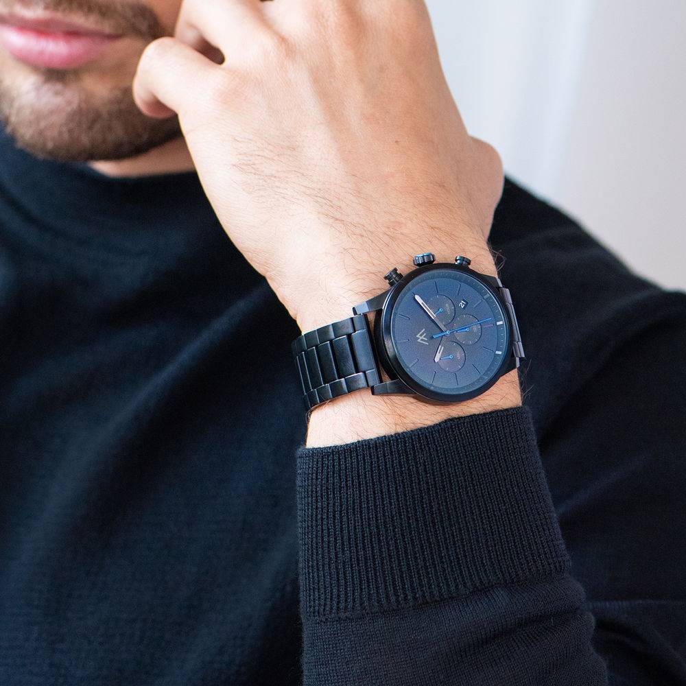 Quest  chronograaf horloge met zwart roestvrij staal band-3 Productfoto