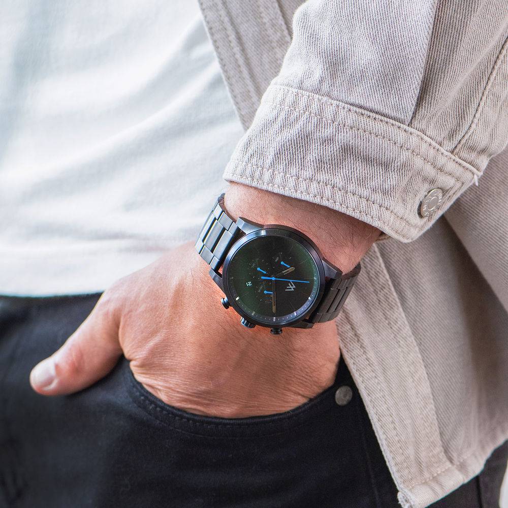 Quest  chronograaf horloge met zwart roestvrij staal band-6 Productfoto