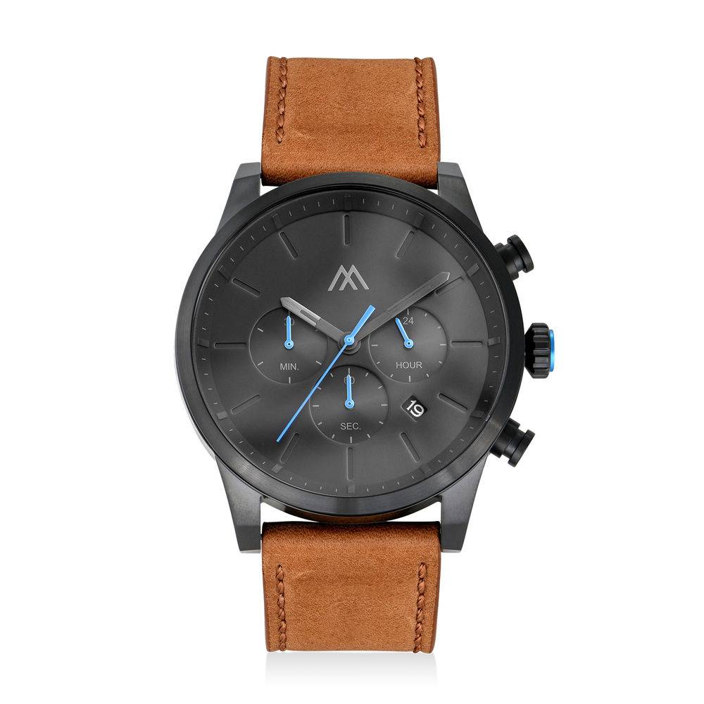 Quest Chronograph Watch for Men with Brown Leather Band produktbilder