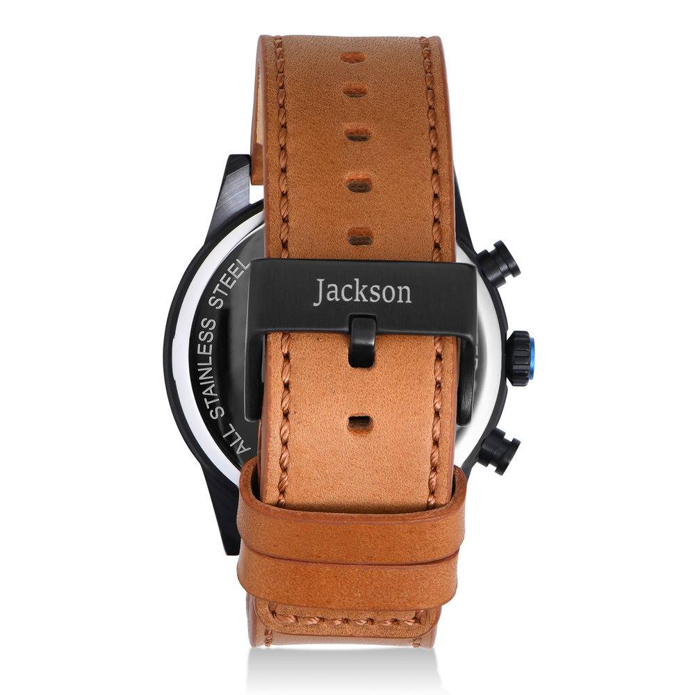 Quest Chronograph Leather Strap Watch for Men with Black Dial-6 product photo