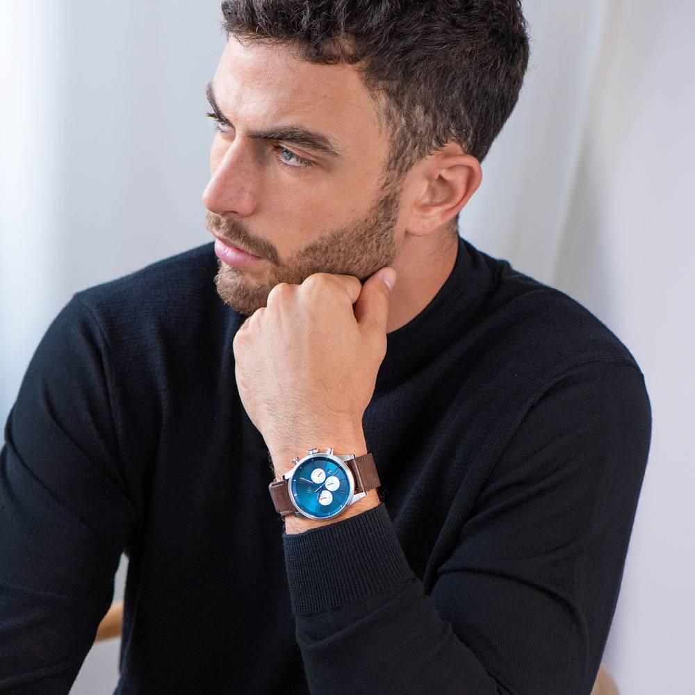 Quest chronograaf horloge met blauwe wijzerplaat-9 Productfoto