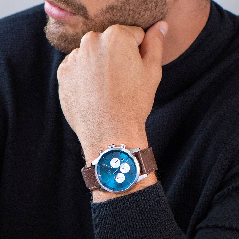 Quest chronograaf horloge met blauwe wijzerplaat-5 Productfoto