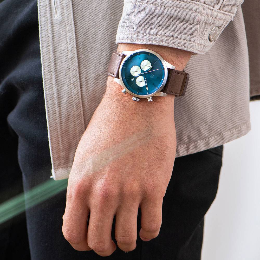 Quest chronograaf horloge met blauwe wijzerplaat-8 Productfoto