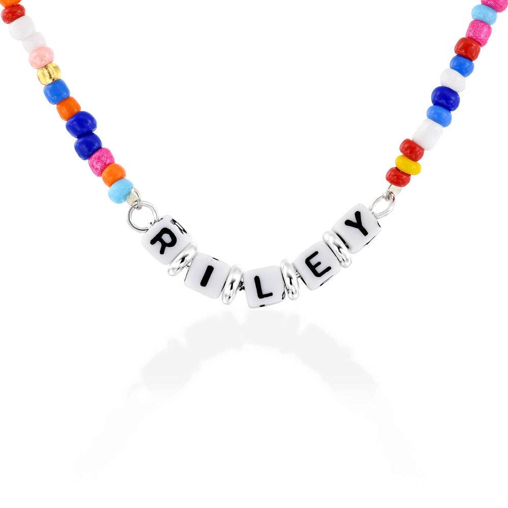 Rainbow Kids Beaded Name Necklace in Sterling Silver product photo
