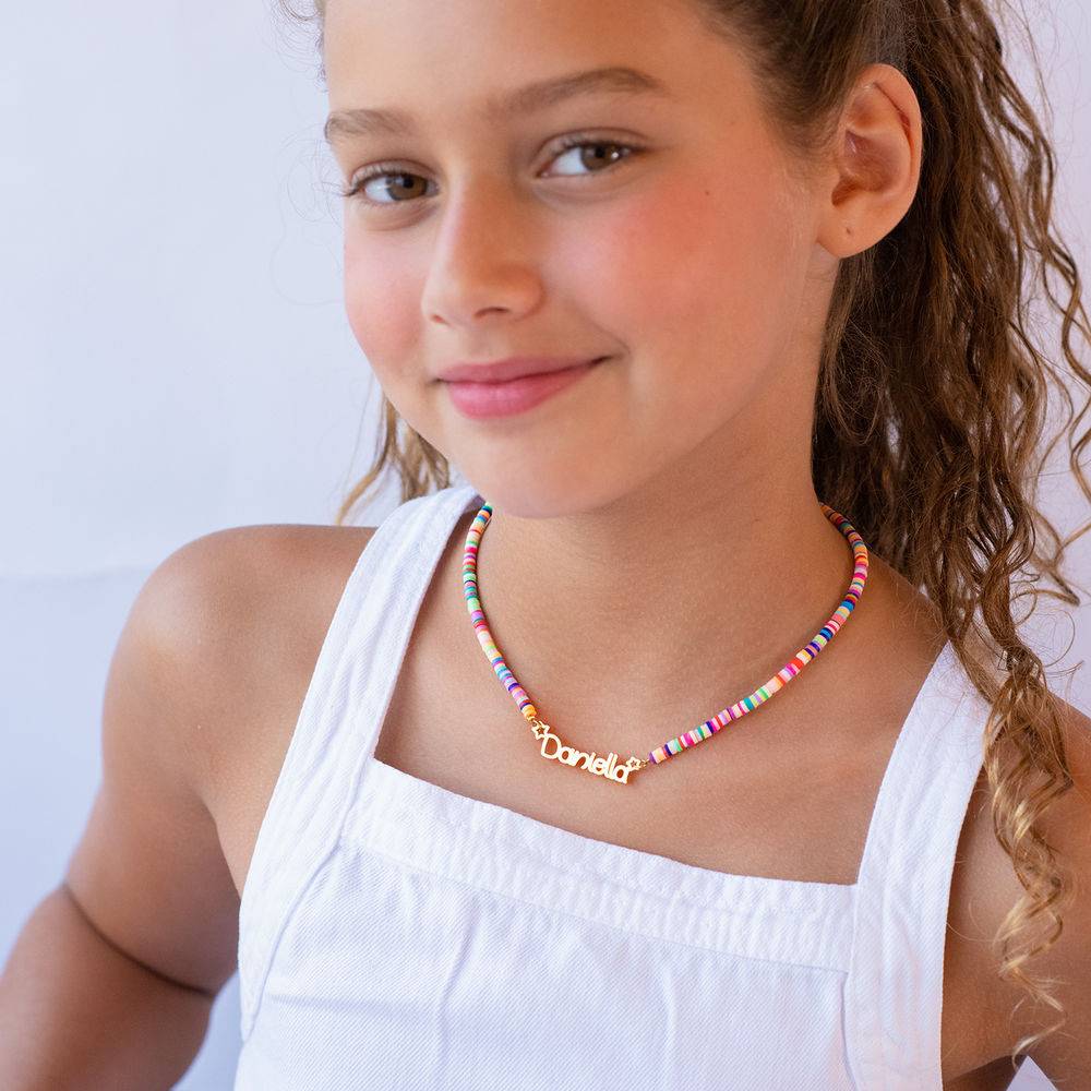 Regnbue halskæde til piger med navn - forgyldt-5 produkt billede