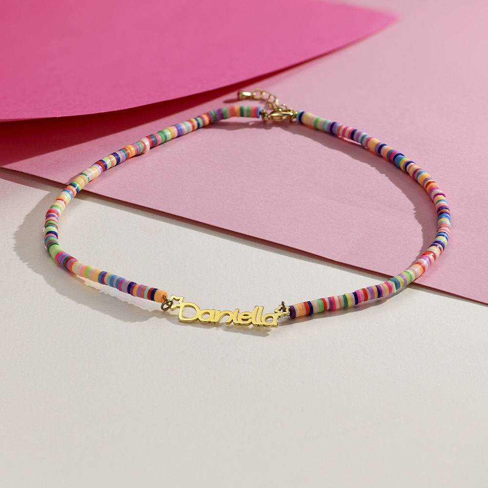 Regenbogenkette für Mädchen - 750er vergoldetes Silber-3 Produktfoto