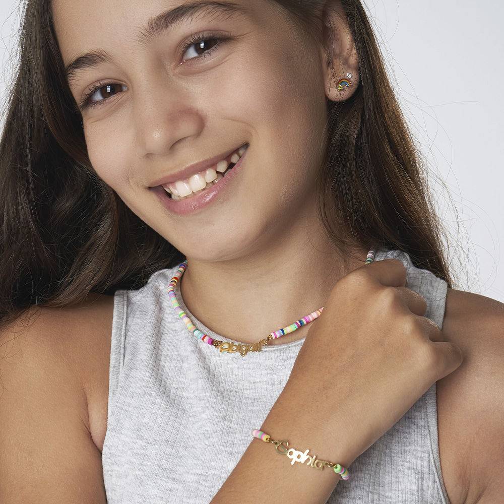 Regenbogenkette für Mädchen - 750er Gold-Vermeil-6 Produktfoto