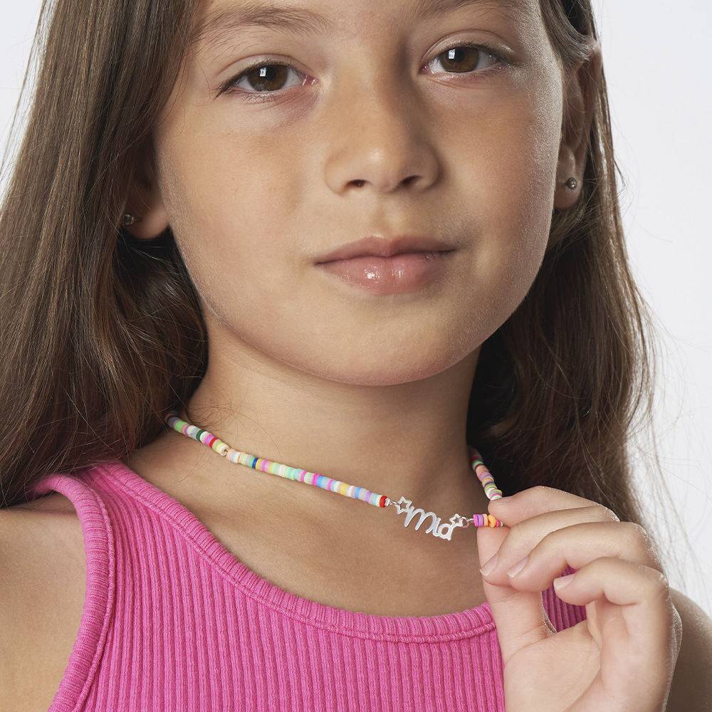 Regnbue halskæde til piger med navn i Sterlingsølv-6 produkt billede