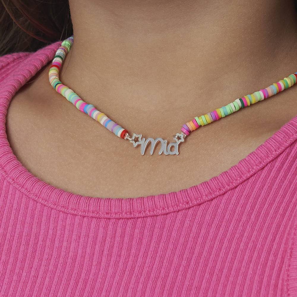 Regnbue halskæde til piger med navn i Sterlingsølv-1 produkt billede