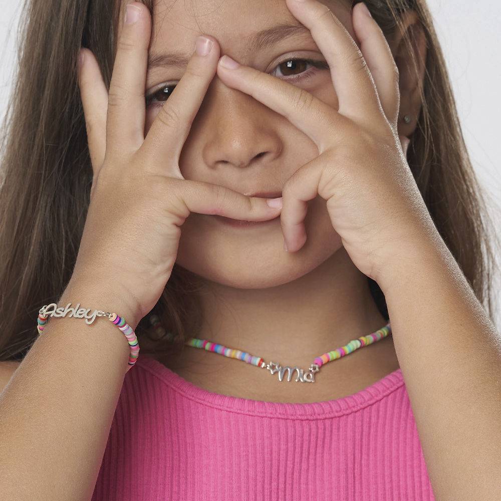 Regnbue halskæde til piger med navn i Sterlingsølv-2 produkt billede