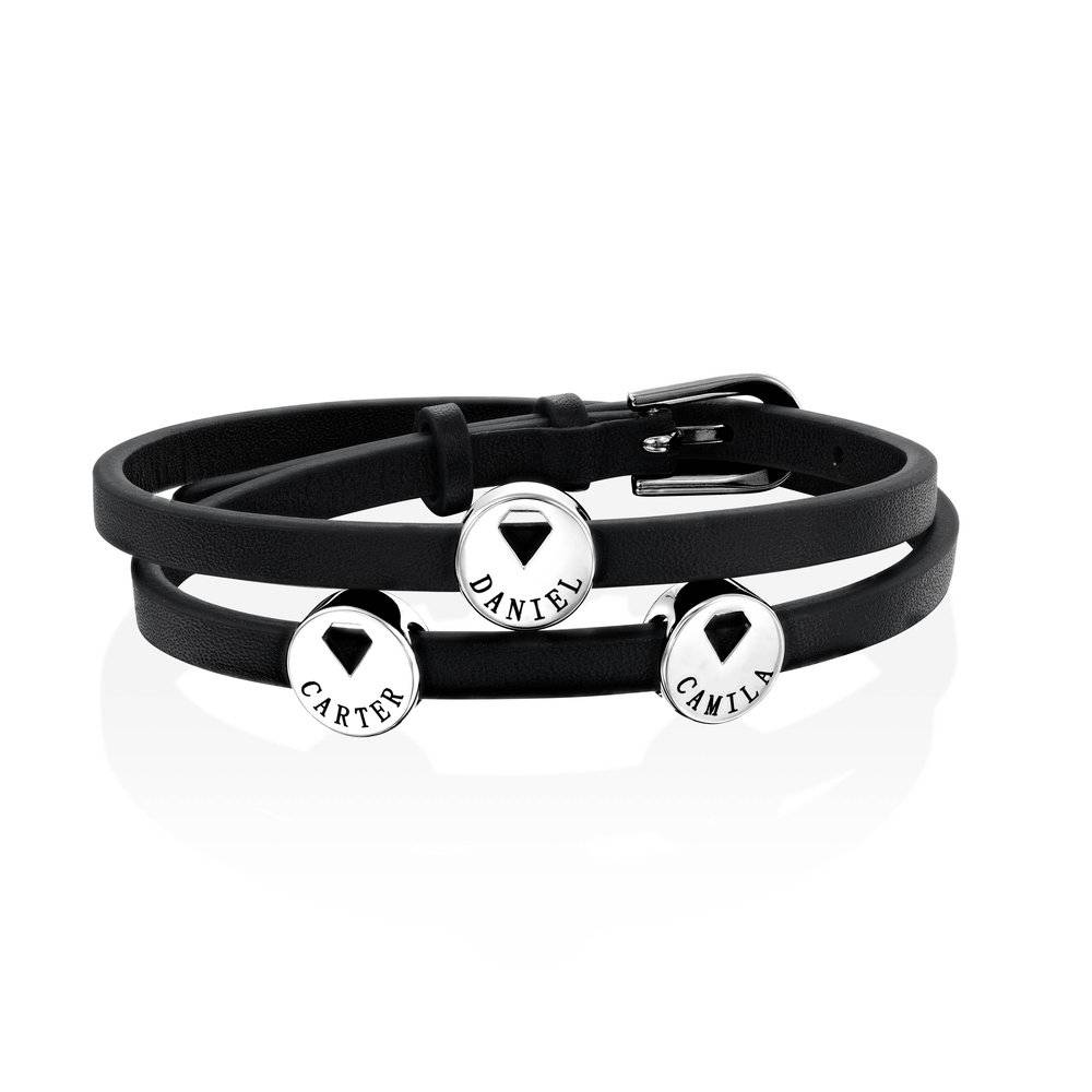 Wrap-Around Leather Bracelet with Charms-4 product photo