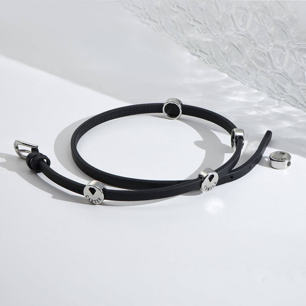 Ramona læderarmbånd med charms i rustfrit stål-4 produkt billede
