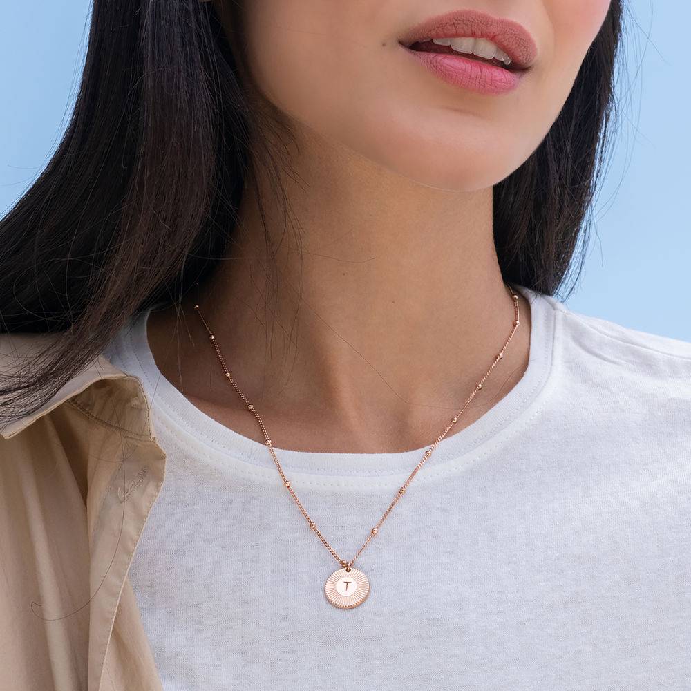 Rayos Initial Necklace in 18K Rose Gold Plating-2 product photo