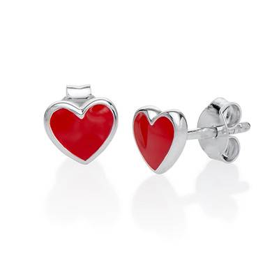 Red Heart Earrings for Kids in Sterling Silver product photo