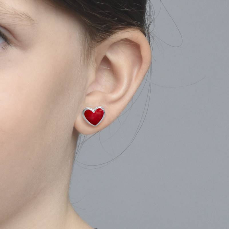Red Heart Earrings for Kids in Sterling Silver-2 product photo